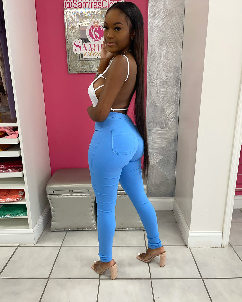 Extra Stretch Highwaisted Denim-Baby Blue
