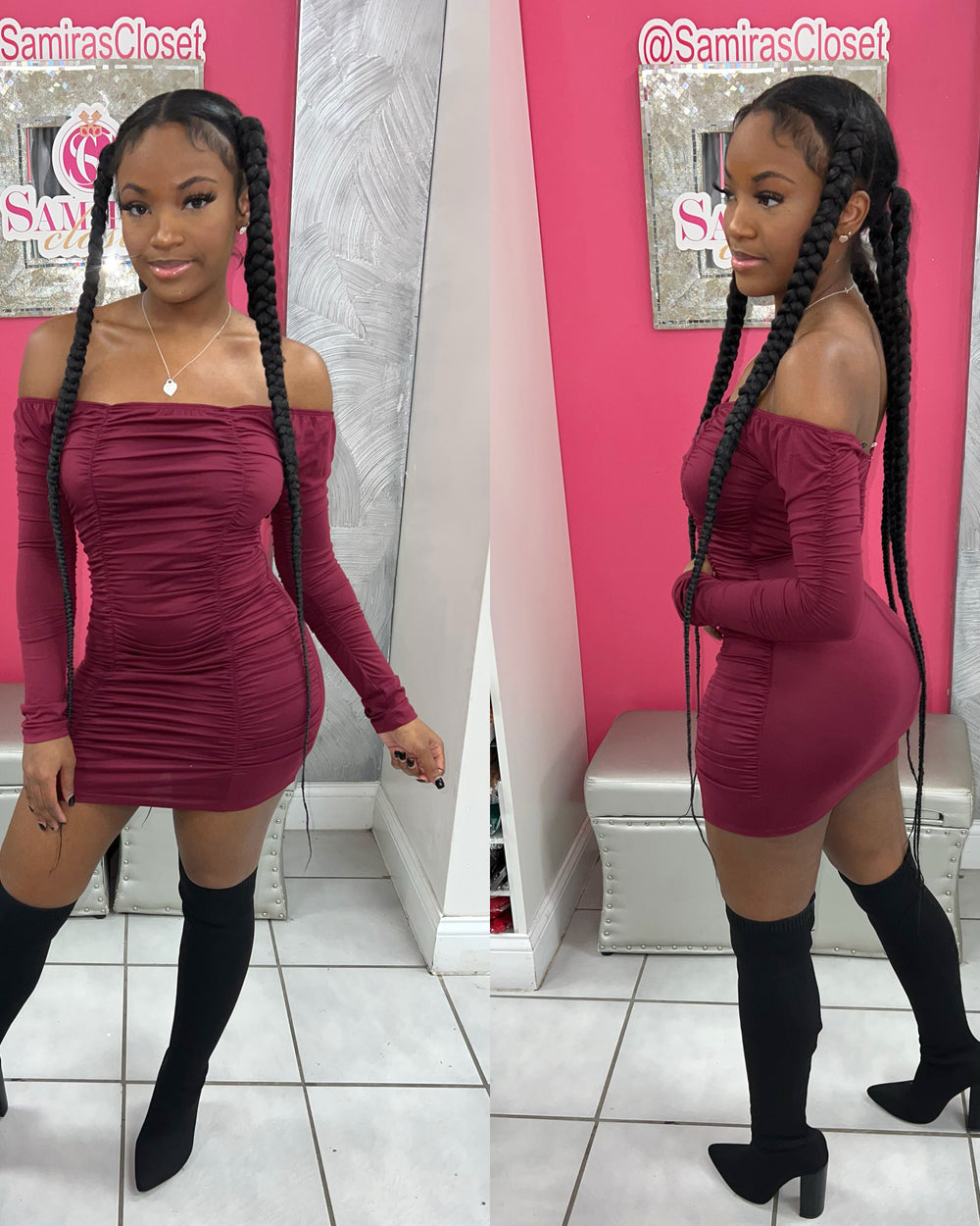 Beauty Secret Mini Dress-Plum