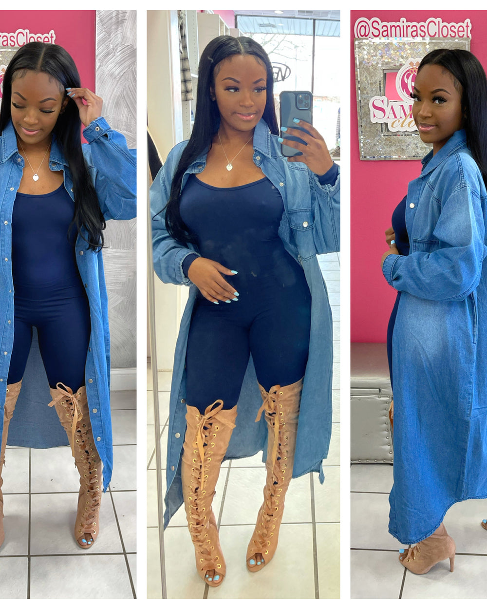 Bottom Down Denim Trench