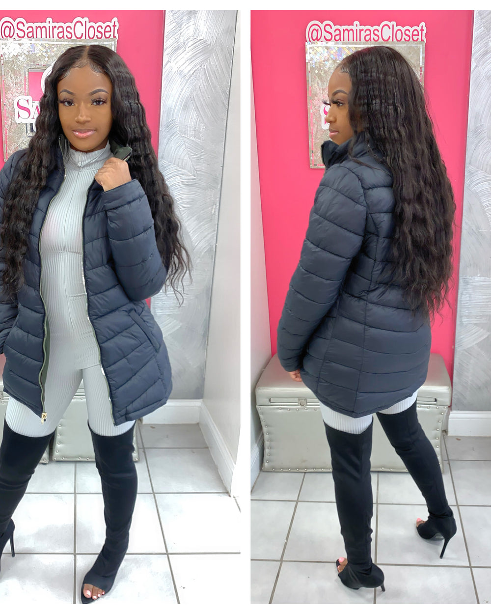 Reversible Jacket with Faux Fur hood- Black/Olive