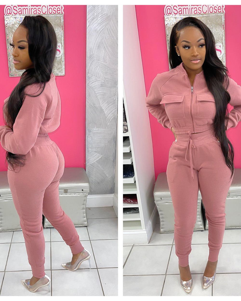 Cargo Styled Crop Jogger Set- Mauve