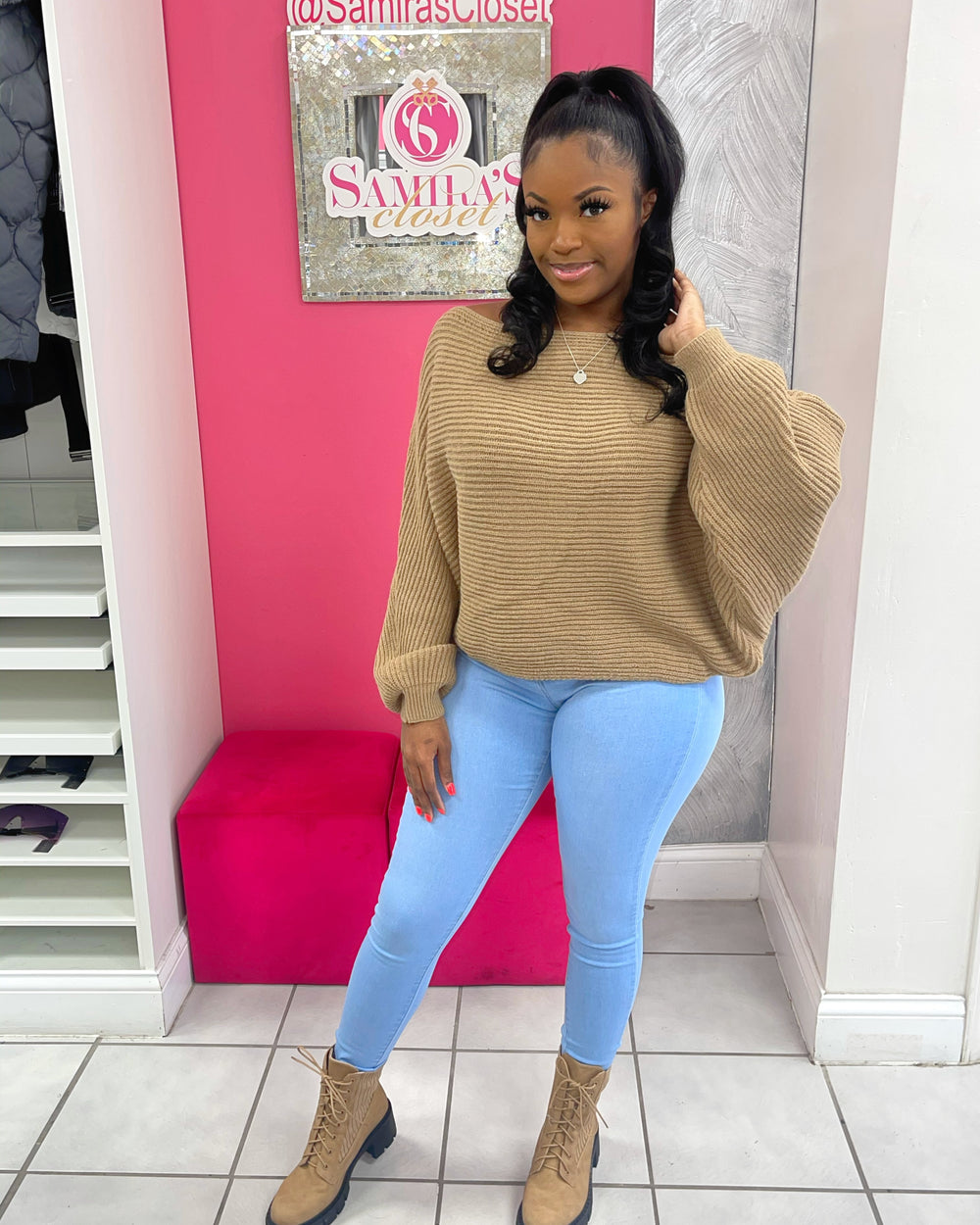 Twist Back Sweater-Taupe