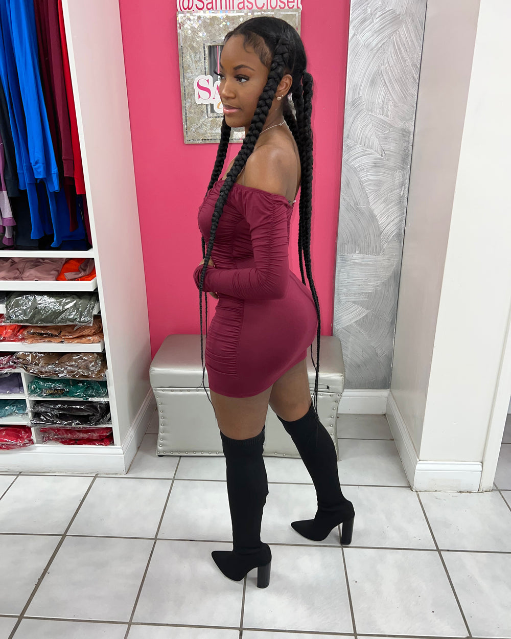 Beauty Secret Mini Dress-Plum