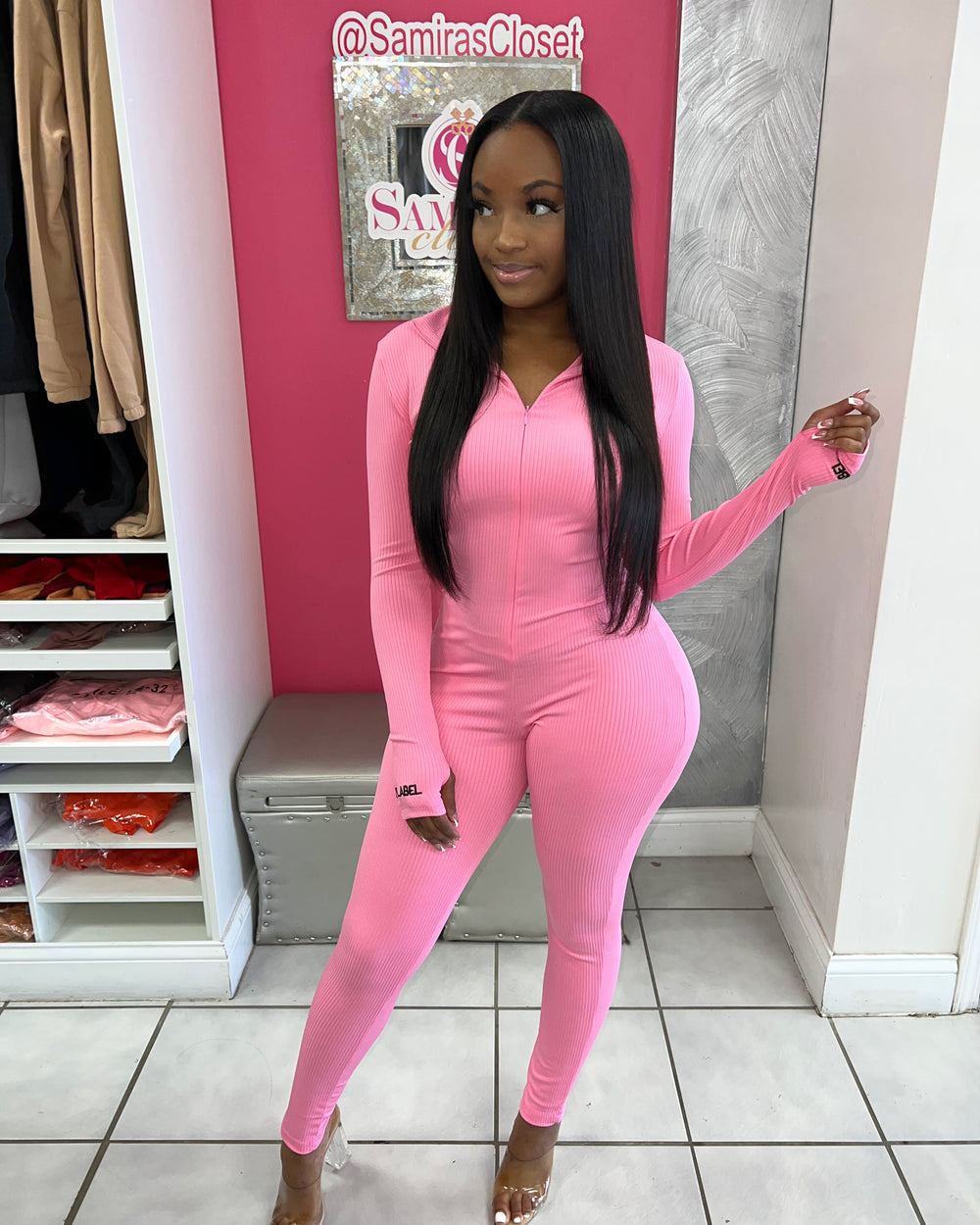 Lucky Label Jumpsuit-Pink