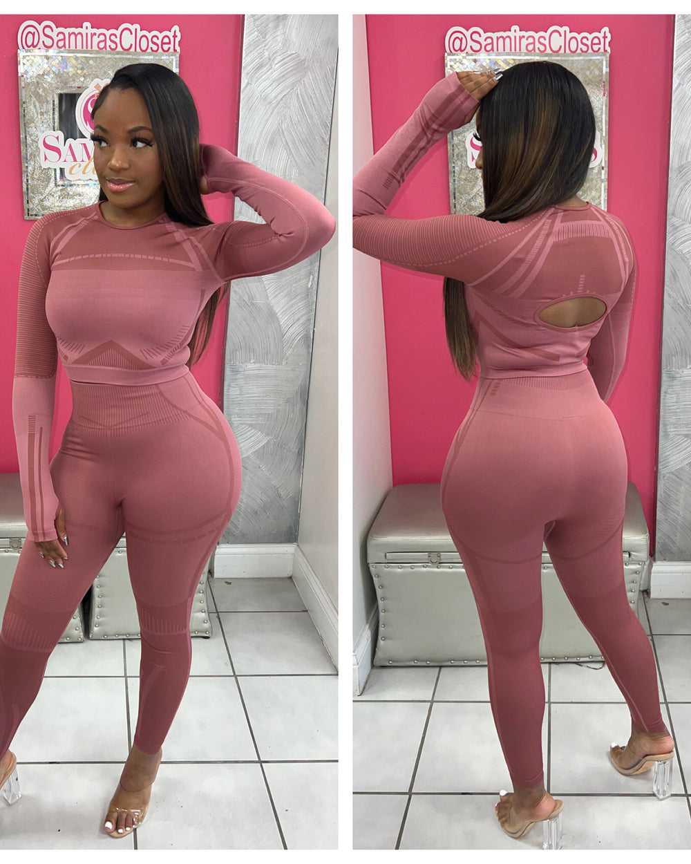 Hug Me Tight Active Set-Rose/Mauve