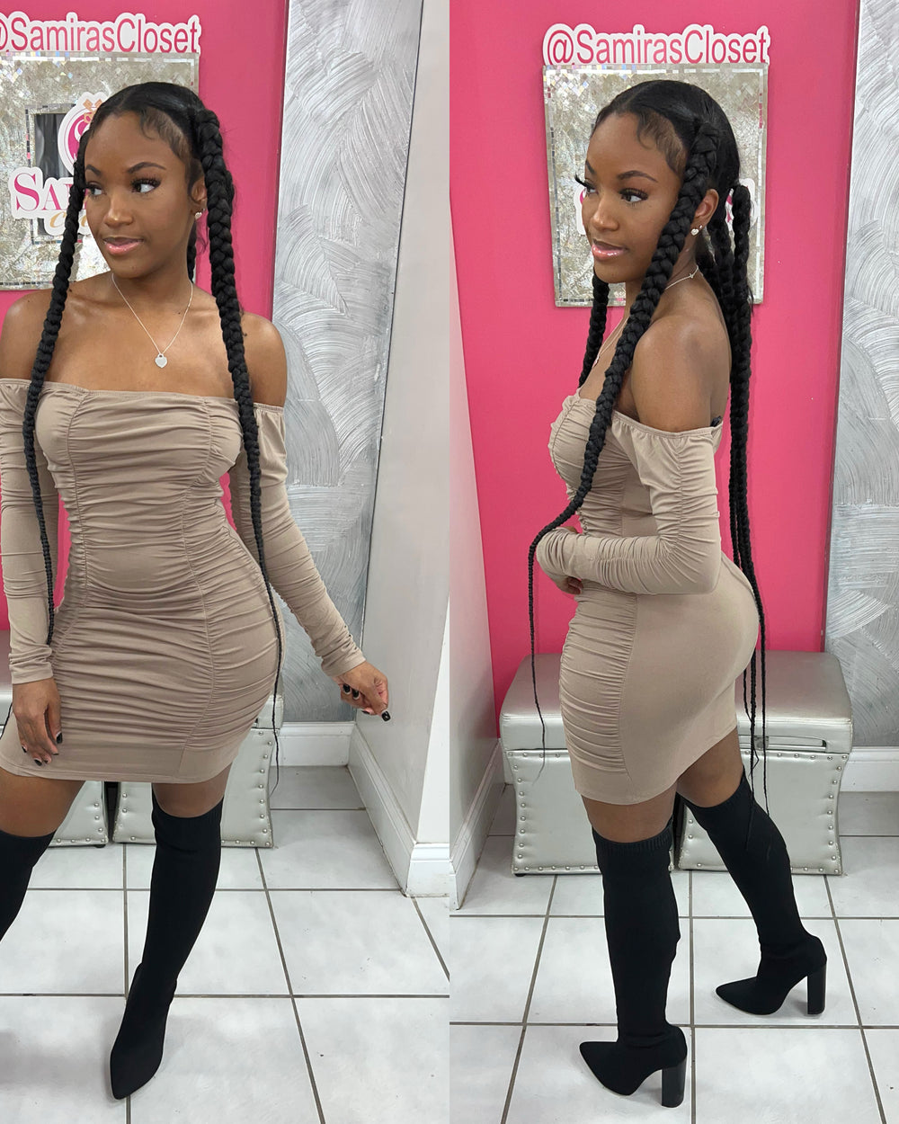 Beauty Secret Mini Dress-Taupe