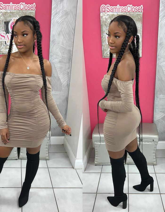 Beauty Secret Mini Dress-Taupe