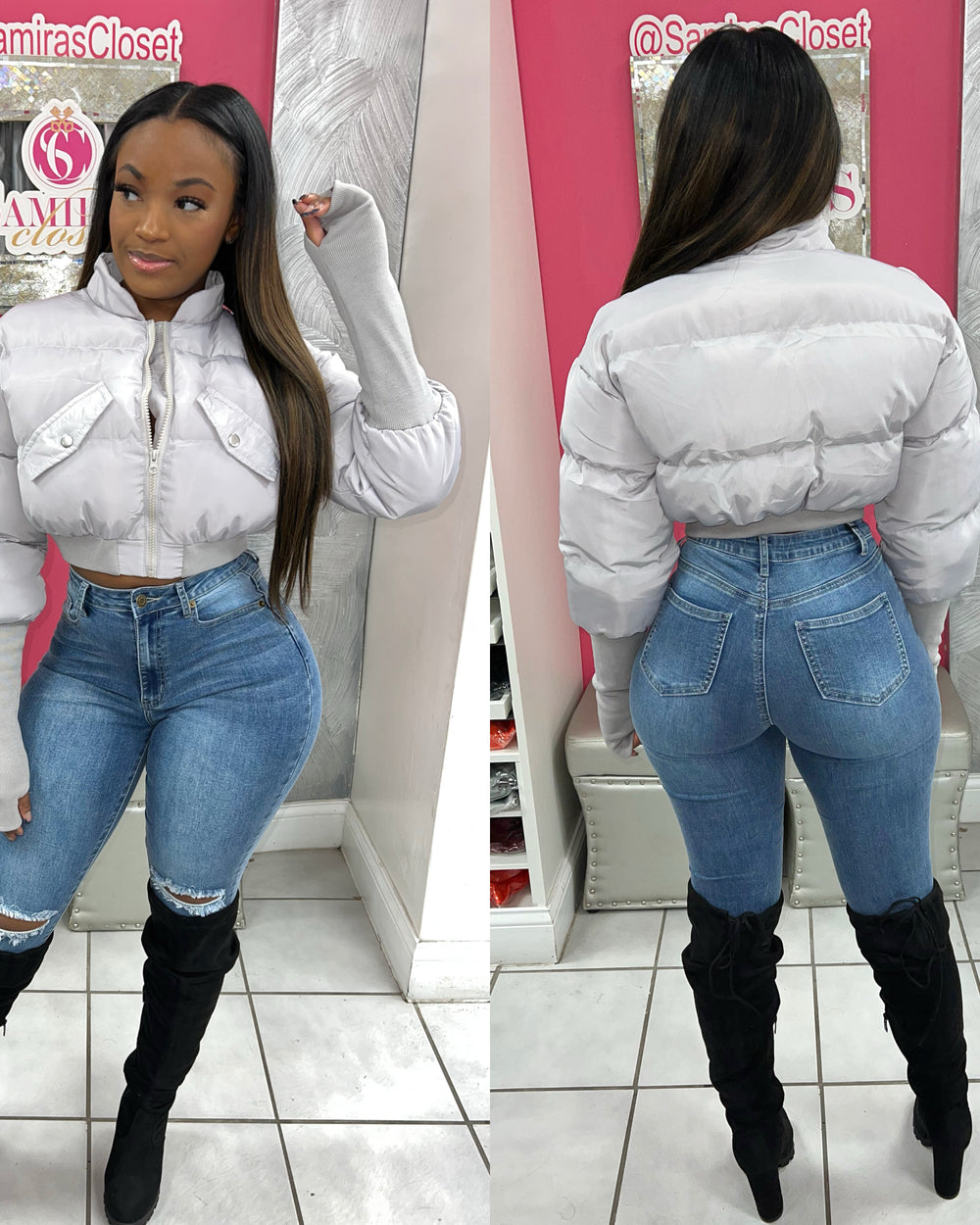It Girl Bomber-Gray