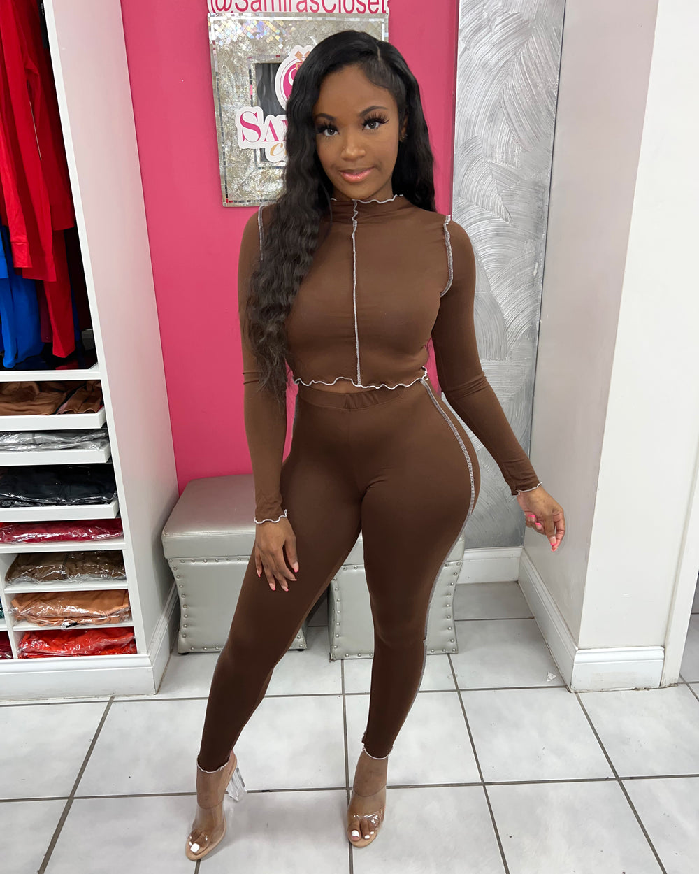 Snatched Legging Set-Chocolate