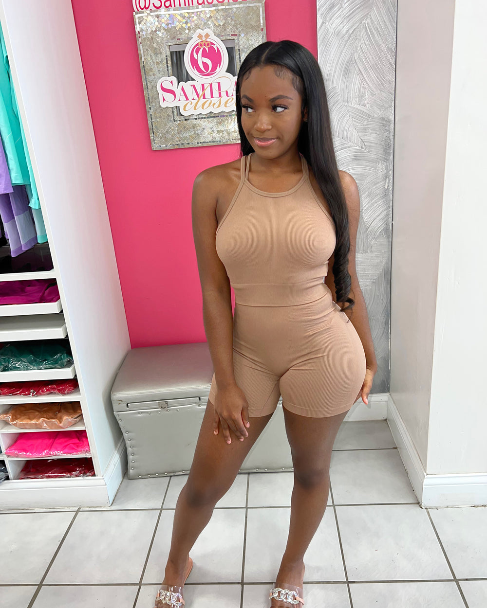 Weekend Vibes Biker Set-Mocha