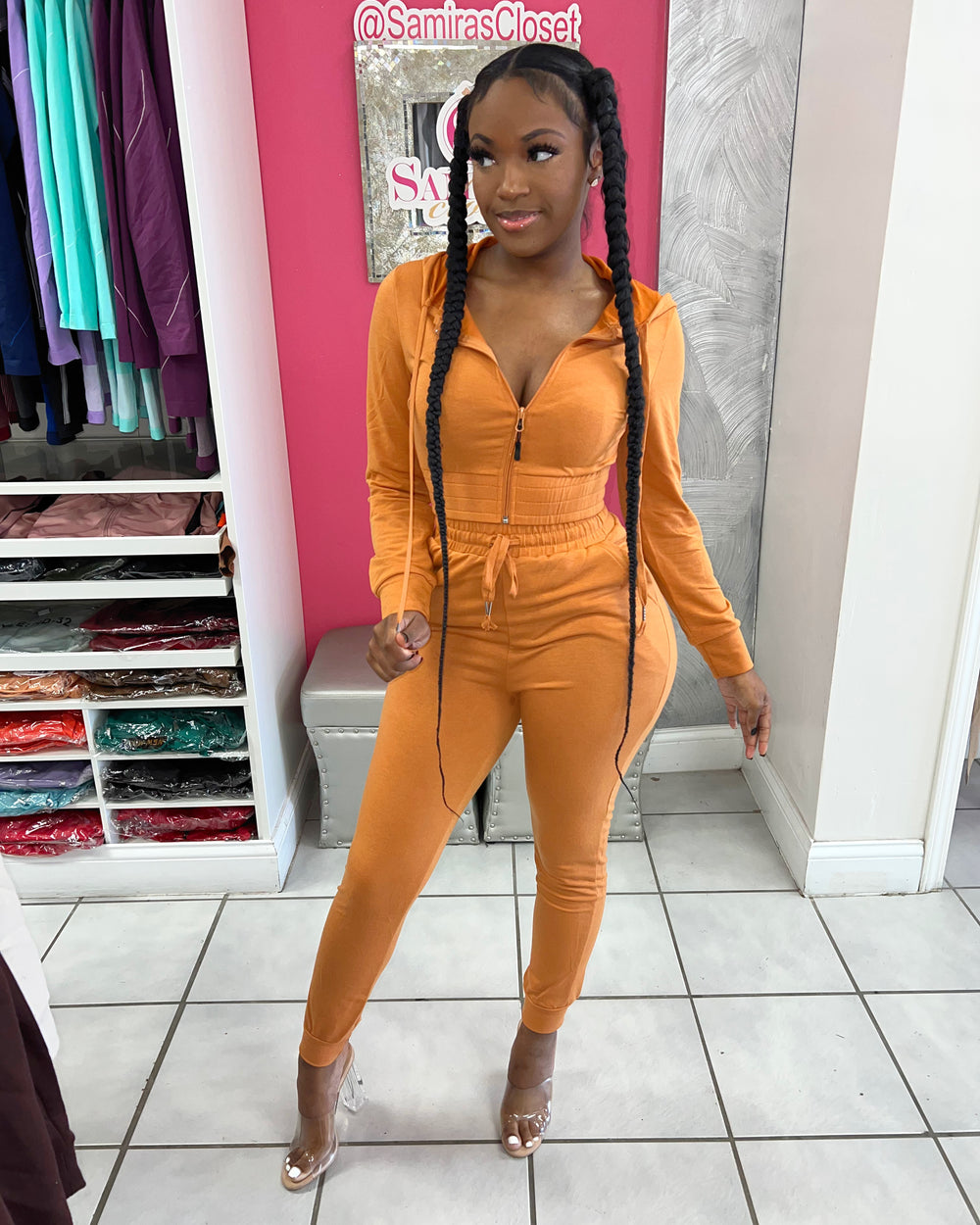 Hoody Jogger Set-Rust