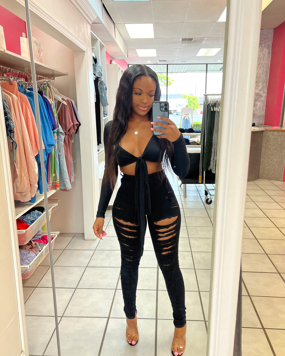 Cross Wrap Top-Black