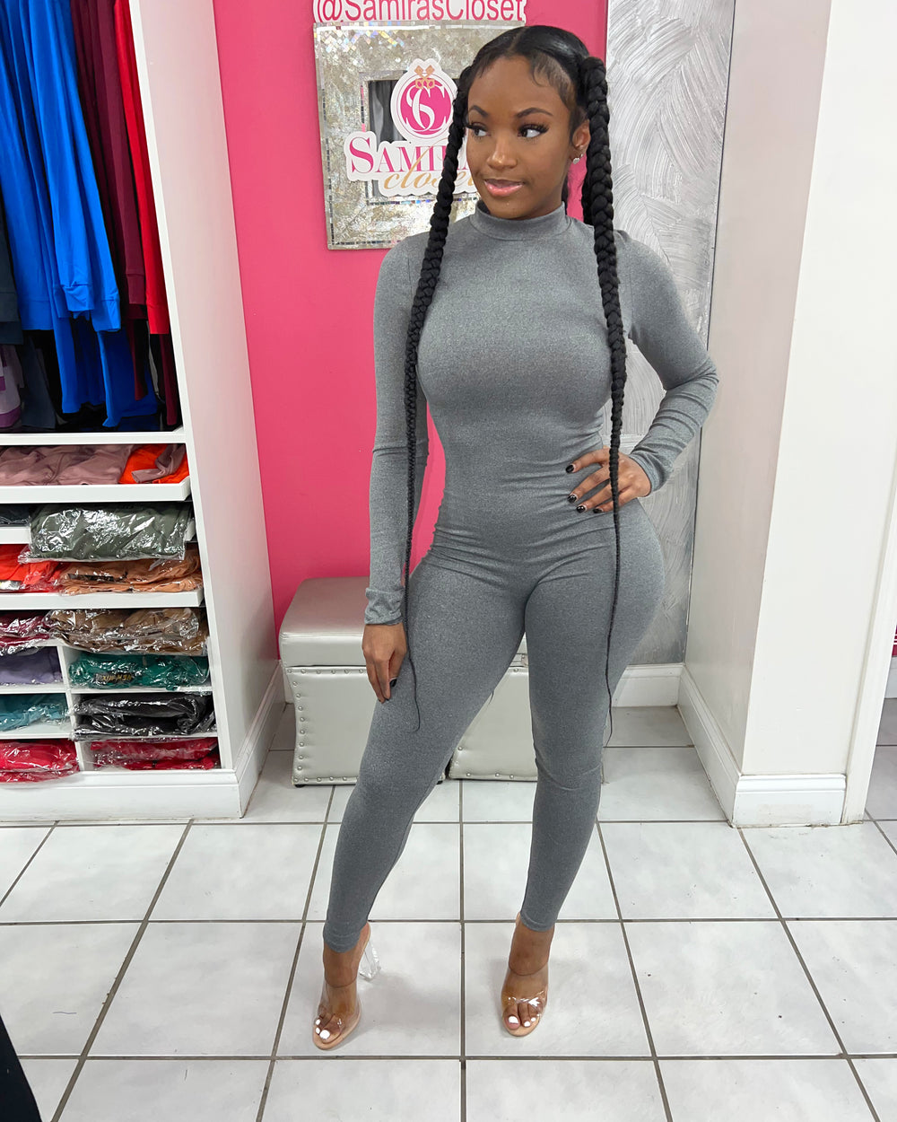 Body Essential Jumpsuit-Gray