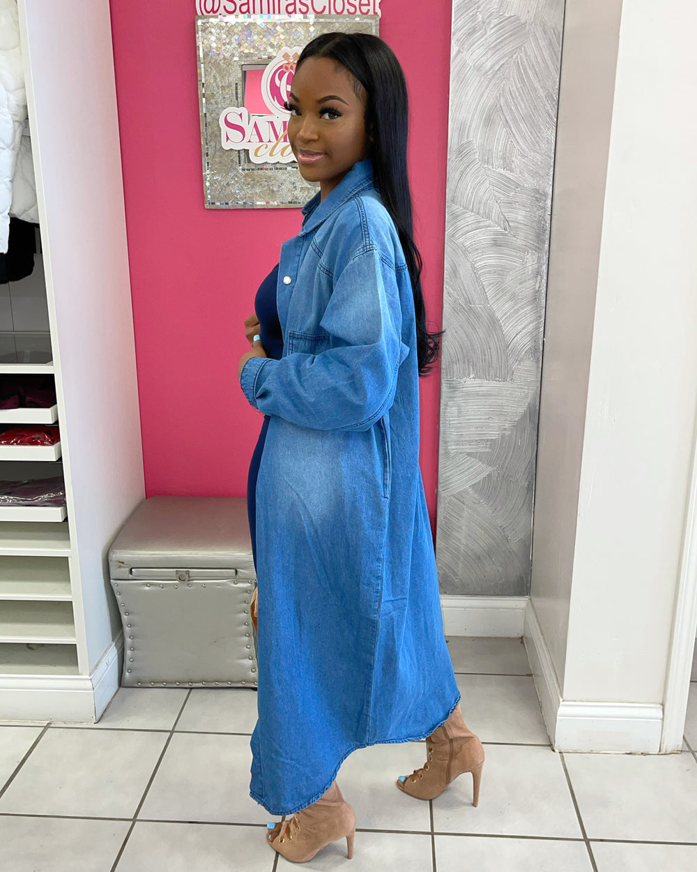 Bottom Down Denim Trench
