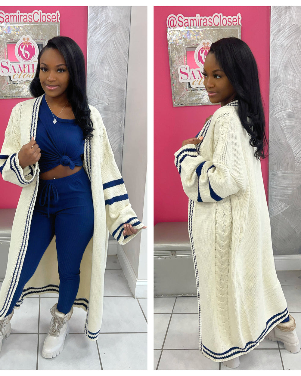 Ivory Striped Cardigan