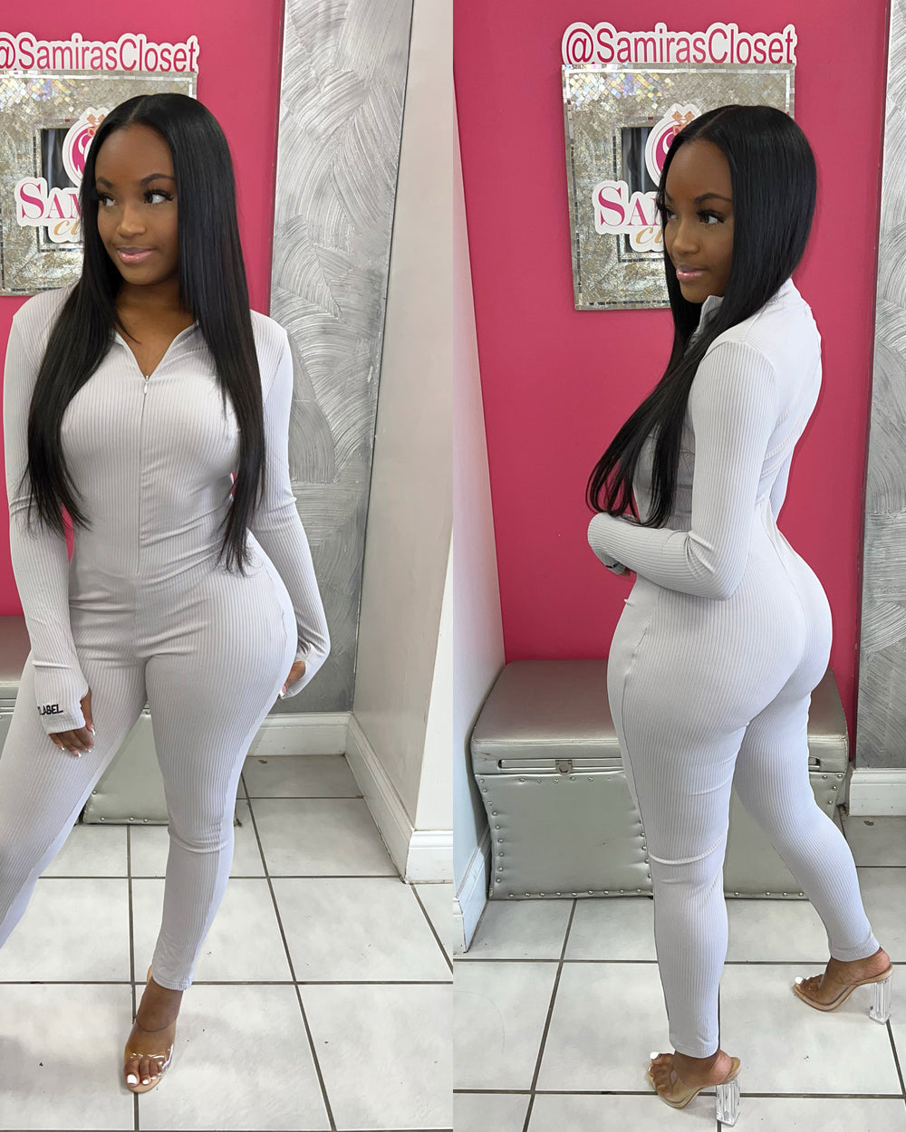Lucky Label Jumpsuit-Gray