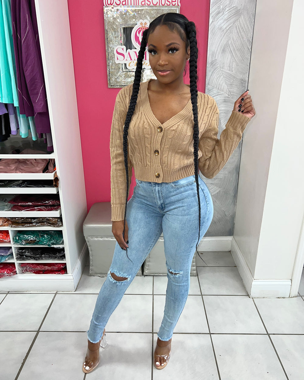 Brooklyn Babe Cardigan-Tan