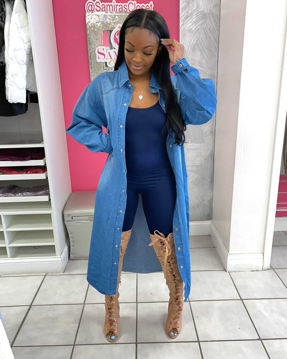 Bottom Down Denim Trench