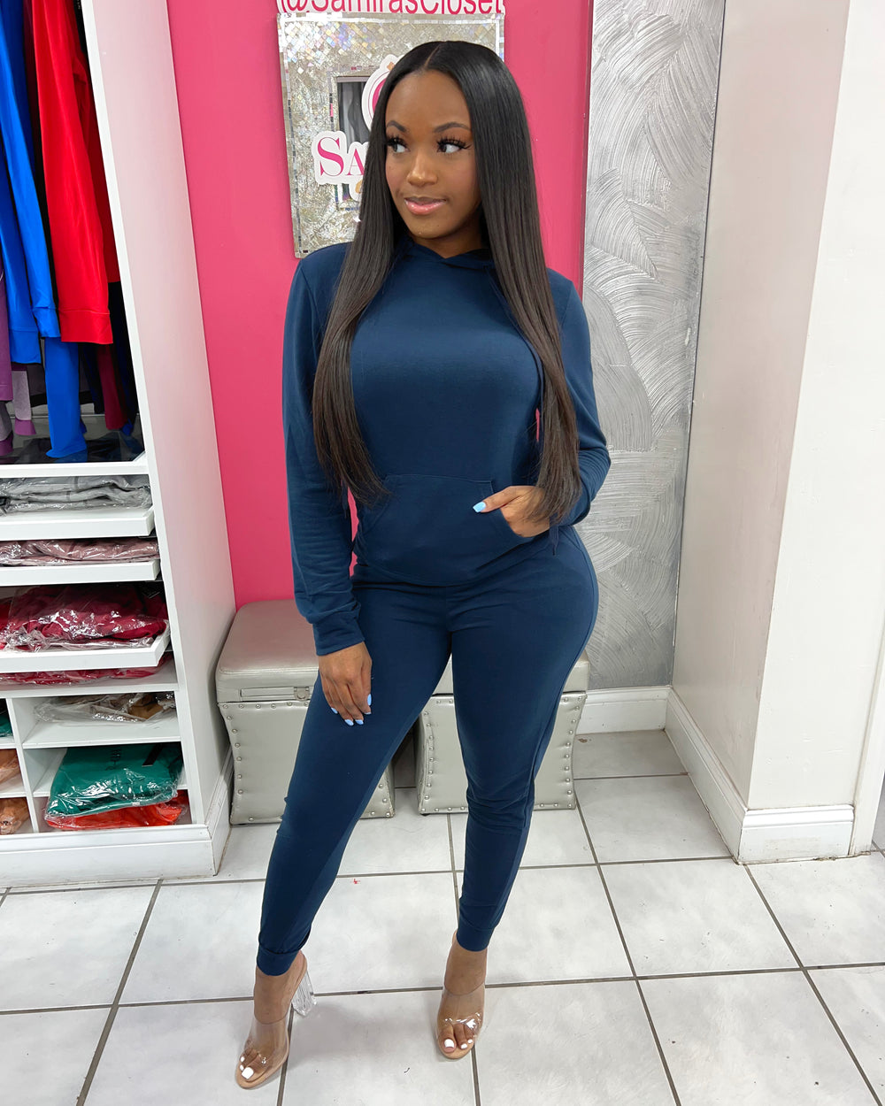 Boho Babe Jogger Set-Navy