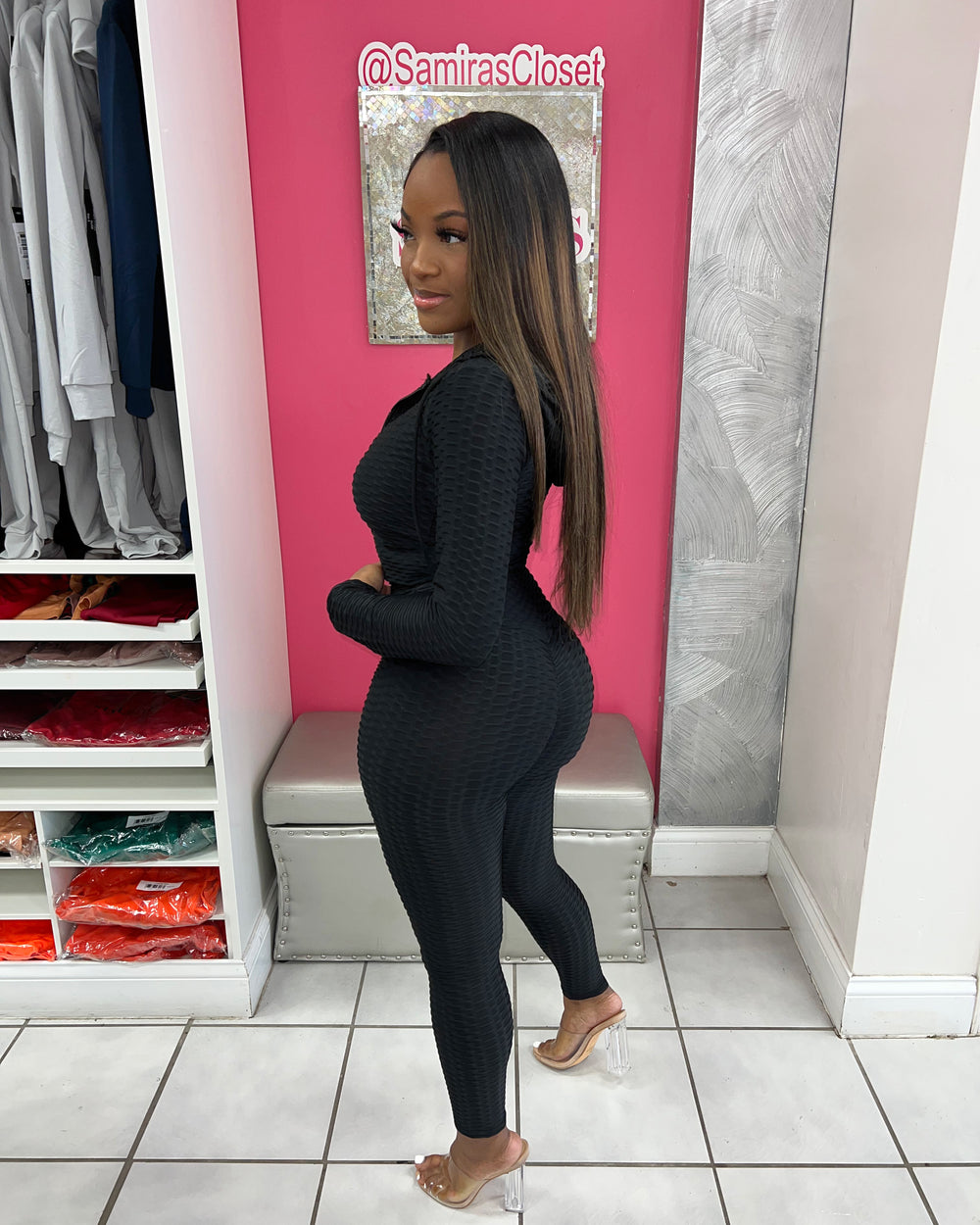 Crop Bombshell Active Set-Black