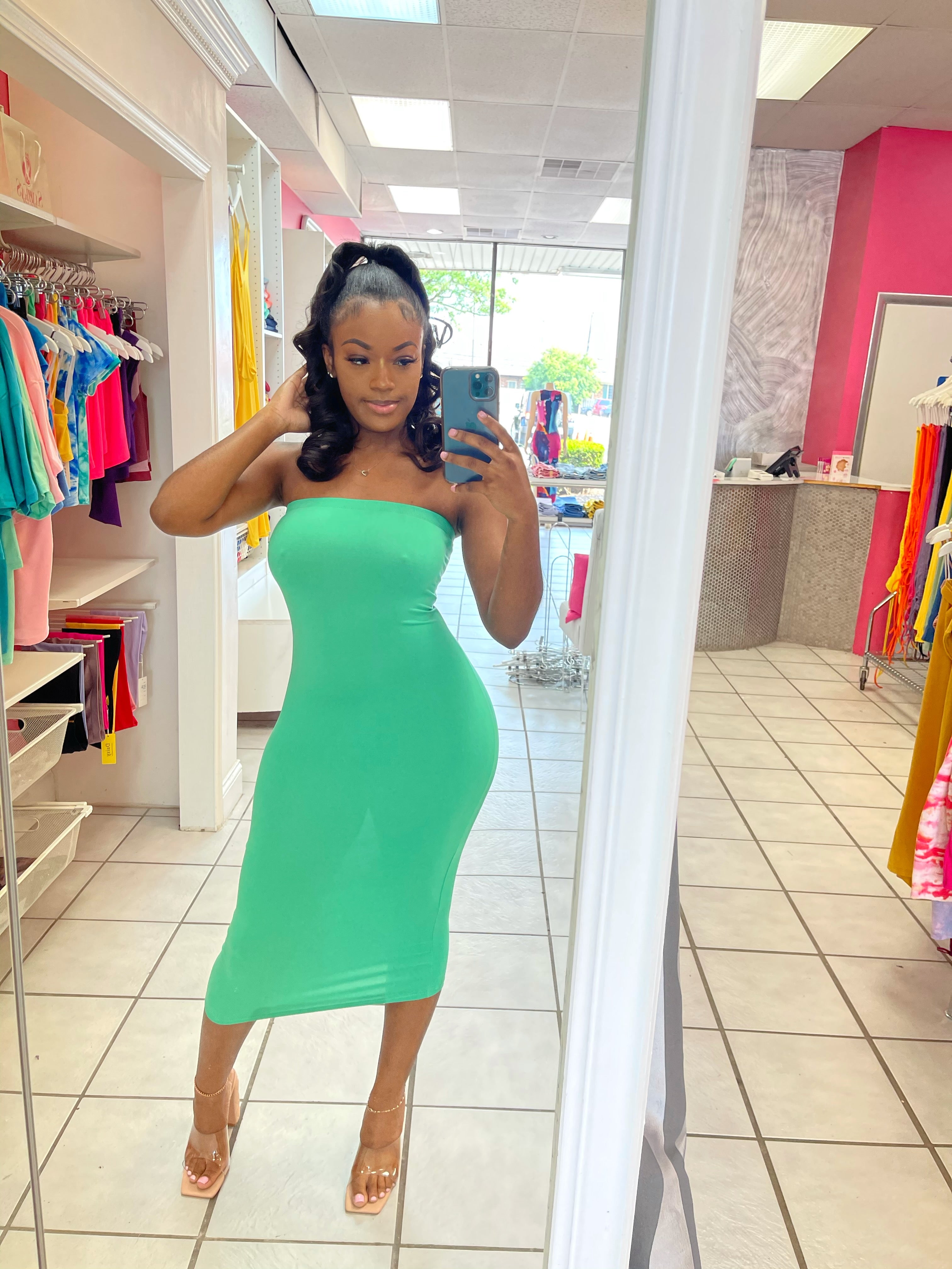 Tube Bodycon Dress-Green Samira's Closet Tube Bodycon Dress-Green Samira's Closet