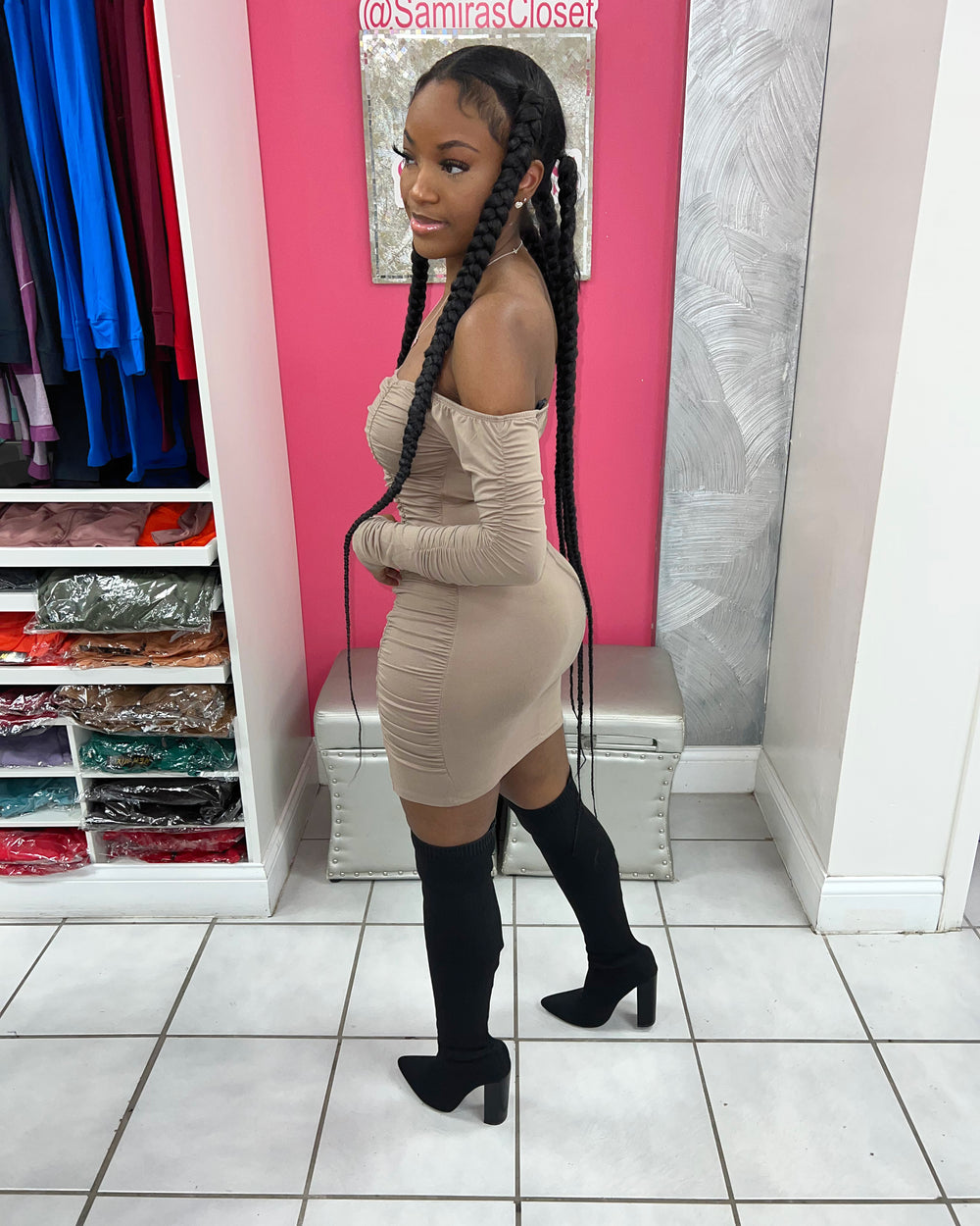 Beauty Secret Mini Dress-Taupe