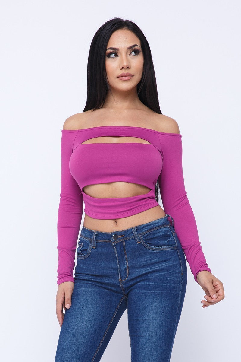 Front Cut Out Top-Magenta