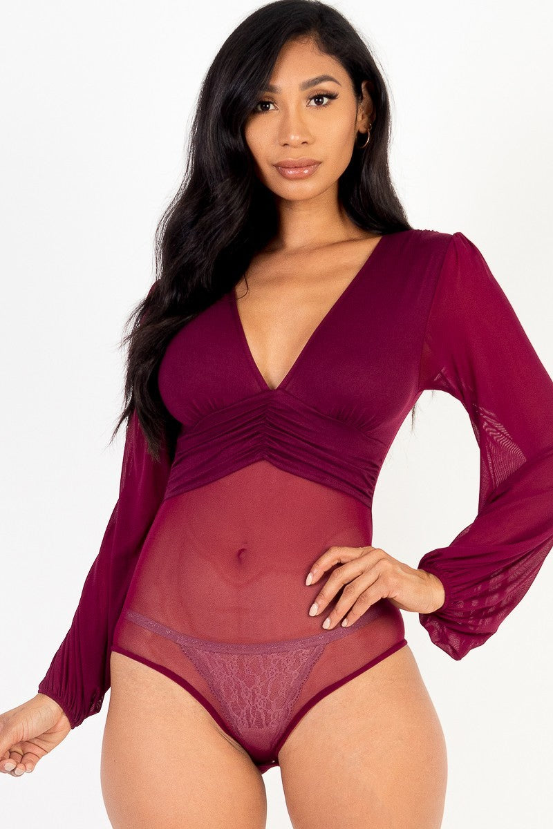 Slay Mesh Bodysuit-Plum