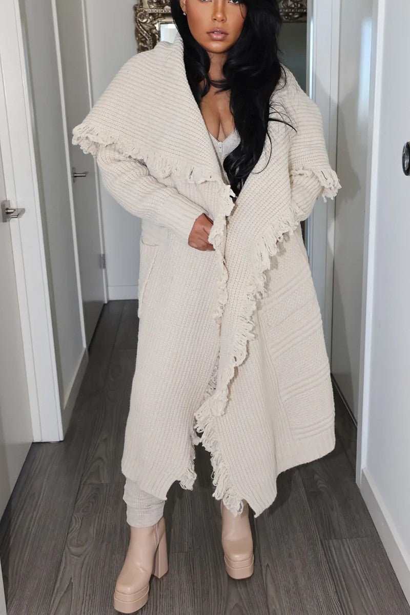 Roxy Distressed Cardigan-Ivory